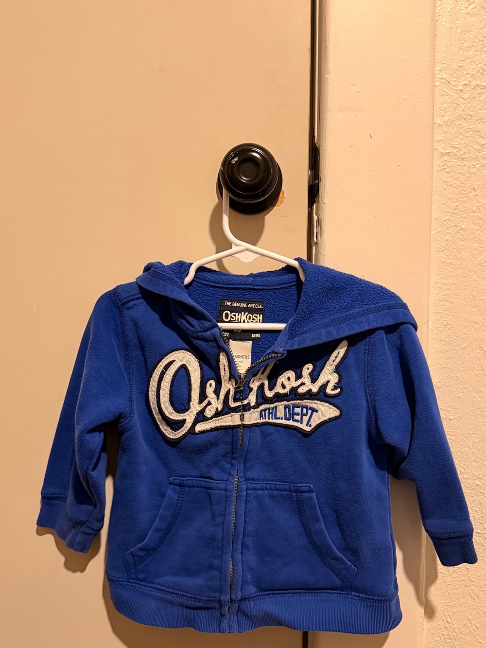 OshKosh B'gosh Bright Blue Hooded Zip Sweatshirt with Logo Patch